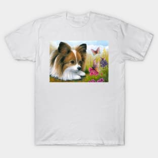 Dog 123 Papillon with Butterflies T-Shirt